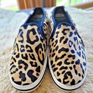 Kate Spade Keds Leopard Calf Hair Mules Slip On Sneakers Shoes Size 6.5 (M)